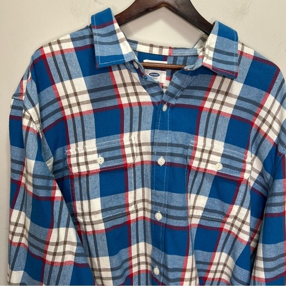 Old Navy Blue Plaid Button Down Shirt 100% Cotton Size XXL - Picture 3 of 11